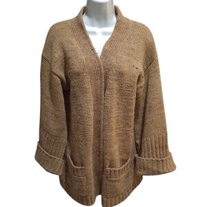 Vntg Banff Womens Wool Blend Open Cardigan Sweater Tan  Sz 16 Hong Kong